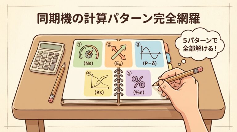 同期機の計算パターン完全網羅｜短絡比・出力・ベクトル図を途中式で完全解説