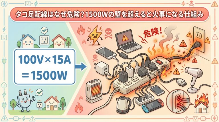 タコ足配線とは？なぜ危険か、1500Wの理由と火事の仕組み｜計算ツール付き