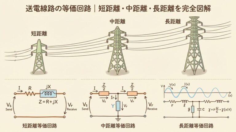 送電線路の等価回路｜短距離・中距離・長距離のT形・π形回路を完全図解