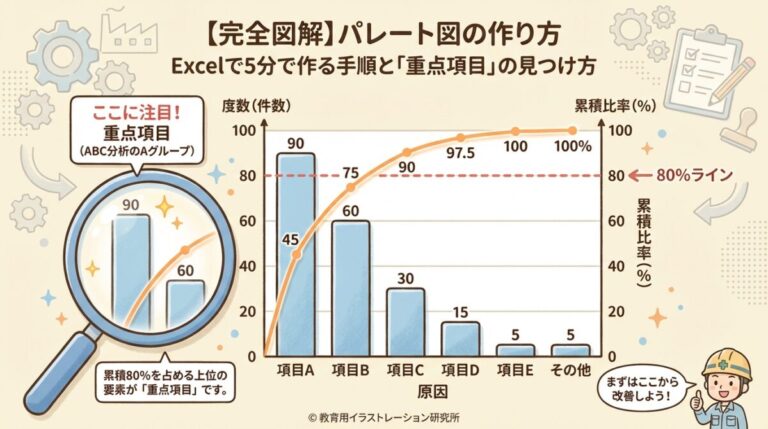 パレート図とは？見方と作り方、Excelでの描き方まで図解