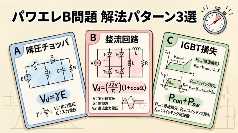 降圧チョッパ・単相整流・インバータの計算｜出力電圧と損失の求め方を途中式で解説