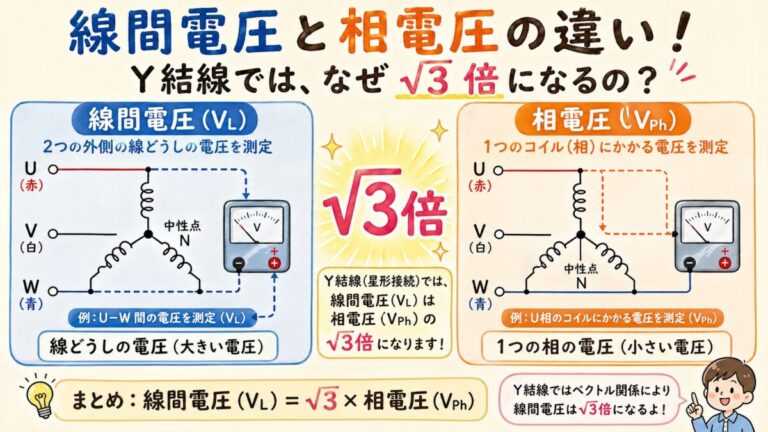 線間電圧と相電圧の違い｜なぜY結線では√3倍になるのか【三相交流 第3回】