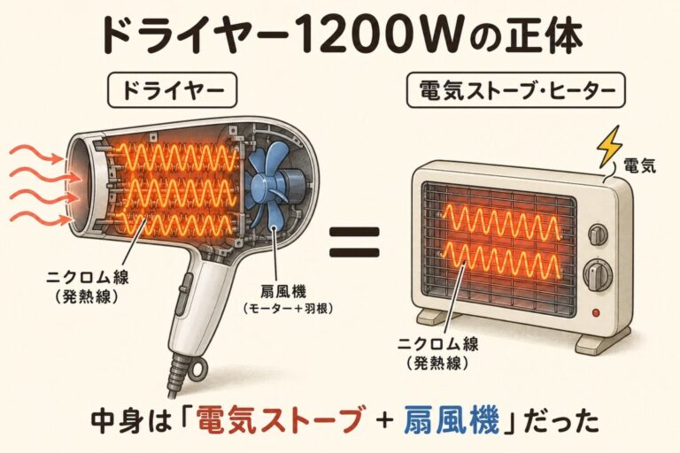 ドライヤーはなぜあんなに電気を食う？｜消費電力1200Wの正体