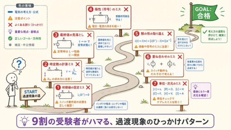 過渡現象でよくある間違いトップ7｜「初期値0と思い込む」が命取りになる理由【過渡現象 第7回】