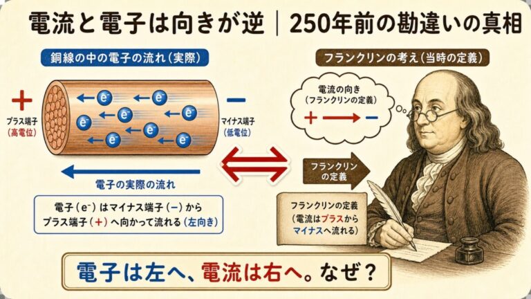 電流の正体は電子の流れ｜なぜ電子と電流の向きが逆なのか