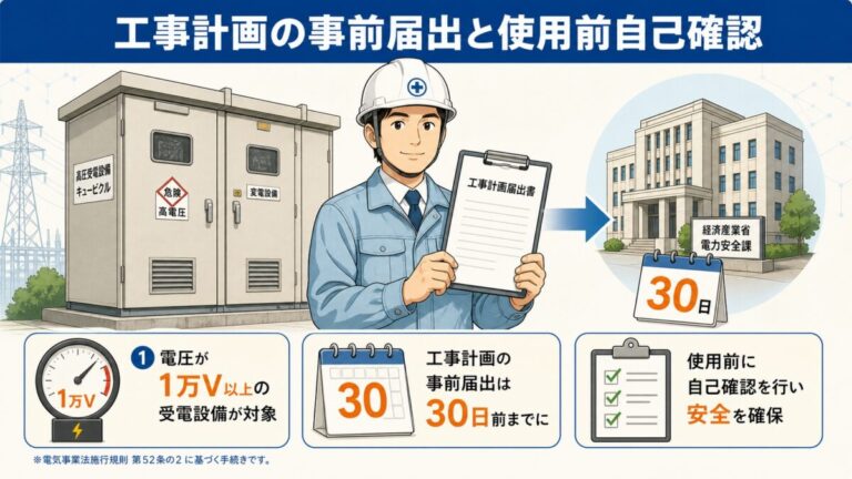 工事計画の事前届出と使用前自己確認｜表で一発整理