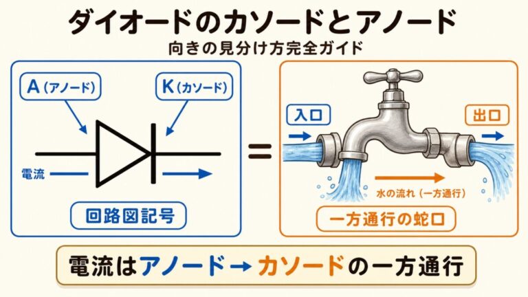 ダイオードのカソードとアノード｜向きの見分け方