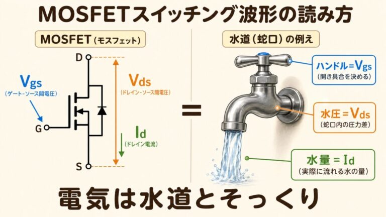 MOSFETスイッチング波形の読み方｜Vgs・Vds・Idの3波形で動作を理解する