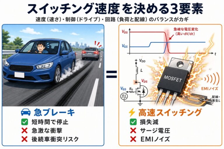 スイッチング速度を決める3つの要素｜速ければ良いが正解じゃない理由