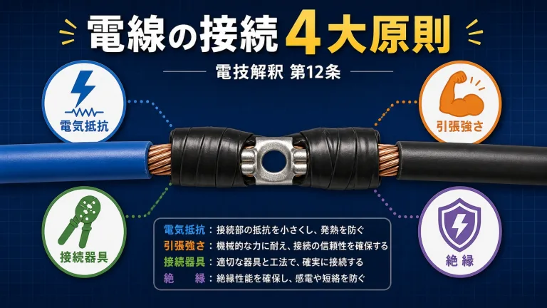 引張強さを20%以上減少させないとは？電線の接続4原則を図解
