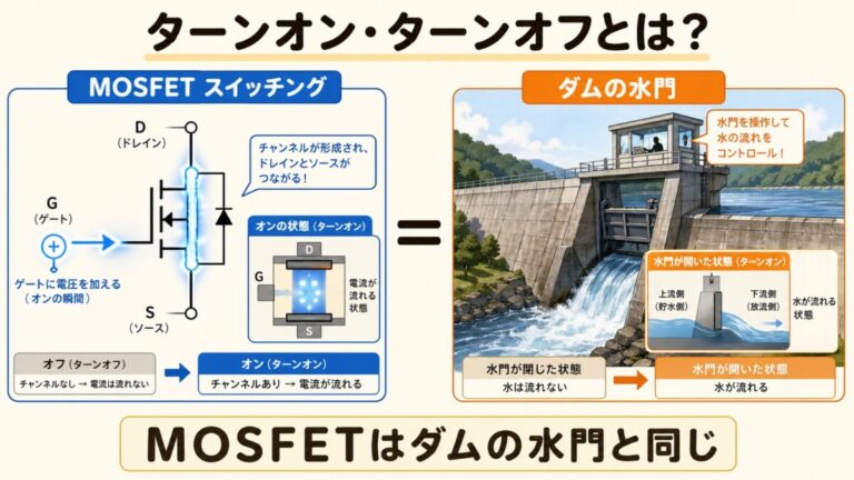 ターンオン・ターンオフとは？｜MOSFETがON/OFFする瞬間に何が起きているか