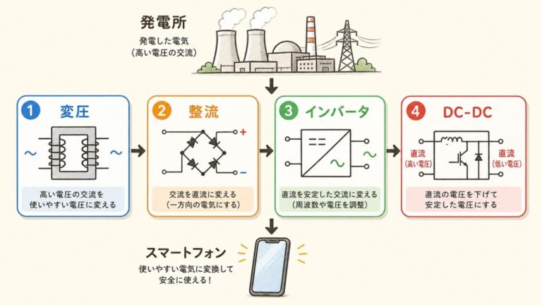 電気を使える形に変換する技術の全体像｜整流・変圧・インバータを5分で理解