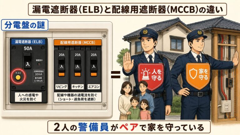 漏電遮断器と配線用遮断器の違い｜なぜ2種類あるのか