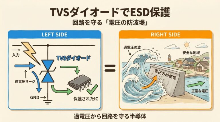 TVSダイオードでESD保護｜回路への入れ方