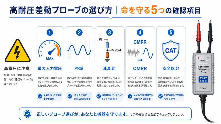 高耐圧差動プローブの選び方｜命を守る5つの確認項目