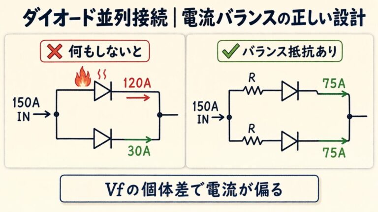 ダイオードを並列接続するときの注意点｜「電流が片寄る」物理的な理由と対策