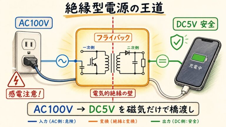 フライバック方式とは？回路の仕組みと出力電圧の式を図解｜絶縁型電源