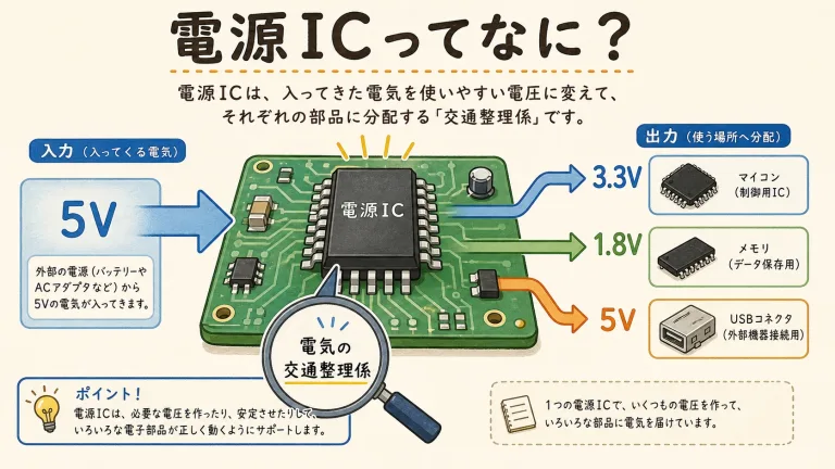 電源ICとは？スマホや家電を動かす「電気の交通整理係」をやさしく解説