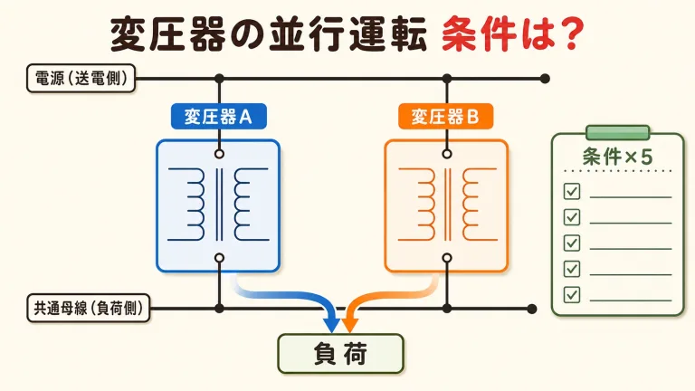変圧器の並行運転の条件とは？5条件の理由と負荷分担・循環電流の計算