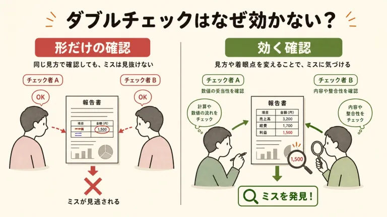 ダブルチェックはなぜ効かない？形骸化の理由と正しいやり方