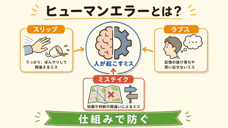 ヒューマンエラーとは？3つの種類と原因、仕組みで防ぐ対策を図解｜確率の計算ツール付き