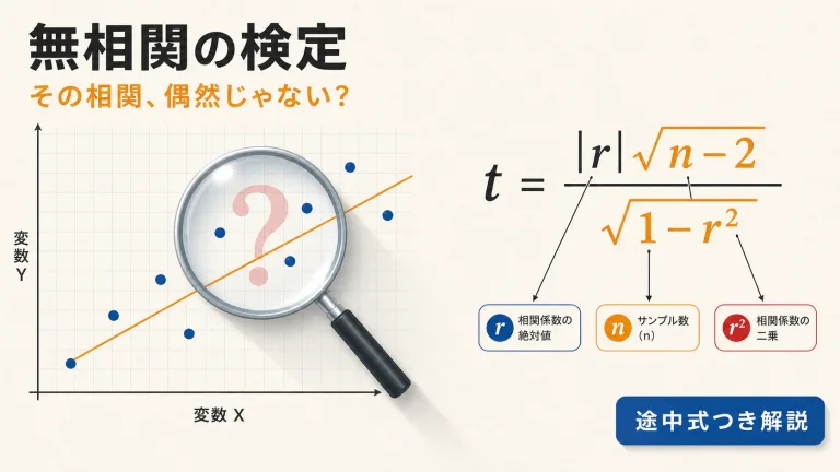 無相関の検定とは？なぜ必要かとt値の公式を途中式から解説