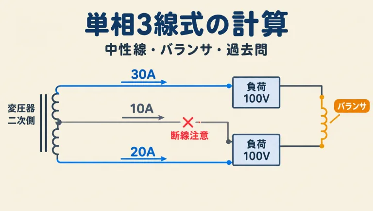 単相3線式の計算｜中性線の断線・バランサと過去問のポイント