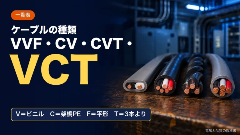 VVFケーブルとは？CV・CVT・VCTとの違いと記号の読み方｜種類の一覧表