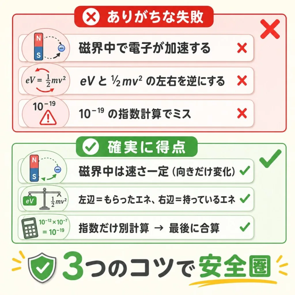 電子の運動の問題でありがちな失敗と、確実に得点する3つのコツ