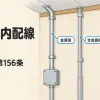 低圧屋内配線の工事を表すアイキャッチ。壁と天井に、金属管・合成樹脂管・がいし引きの配線が並んでいる