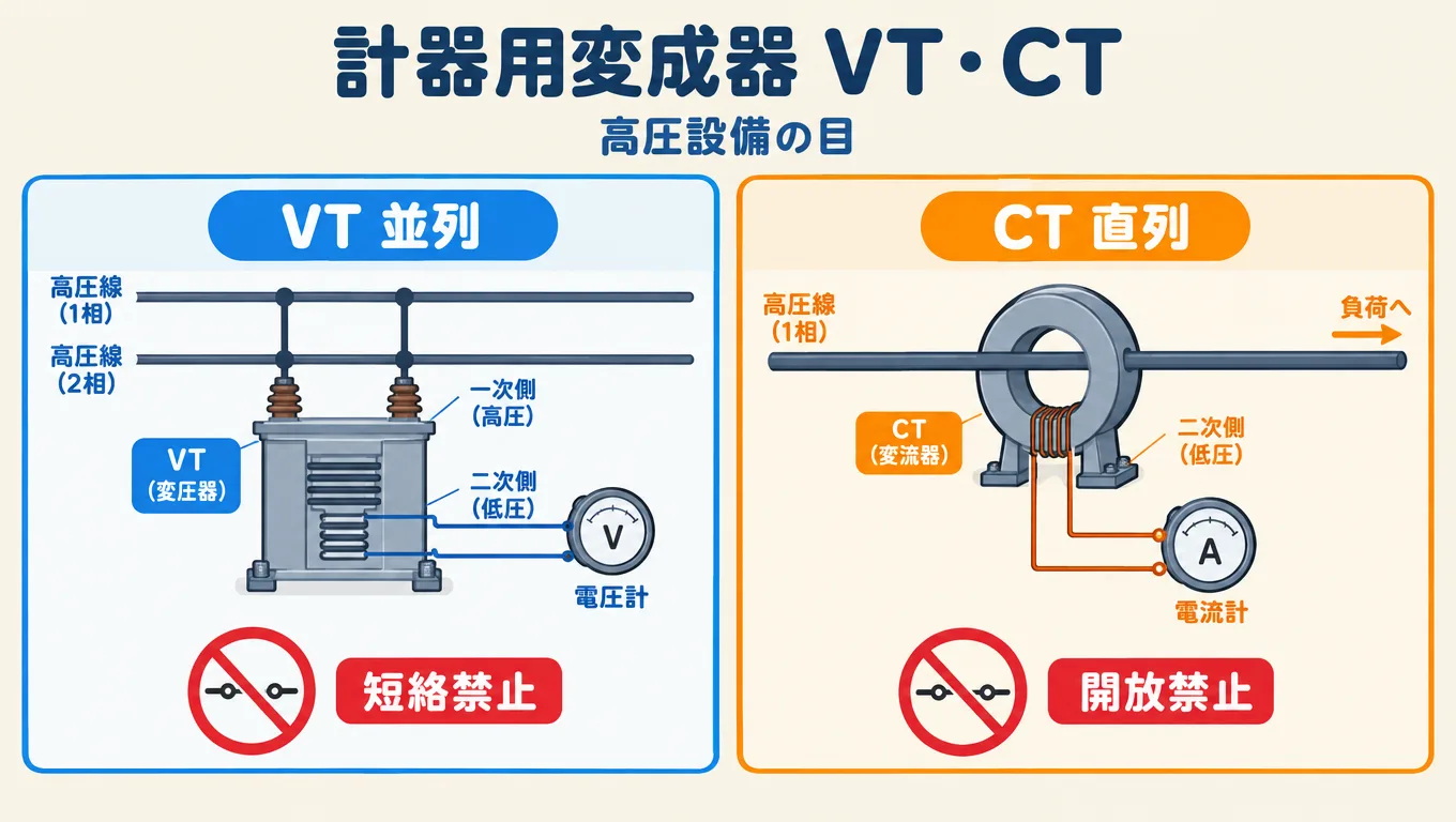 計器用変成器（VT・CT）とは何か。CTの二次側を開放してはいけない理由