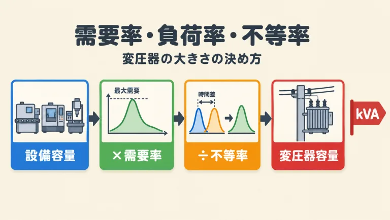需要率・負荷率・不等率とは？変圧器容量の決め方と計算